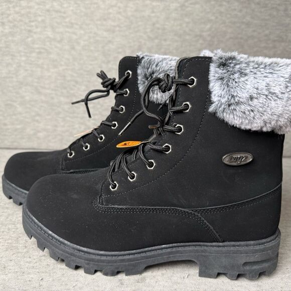 Women’s Black Lugz Workboots  US Size 7 M Empire HI FUR Black/Charcoal NWOT - Picture 6 of 10